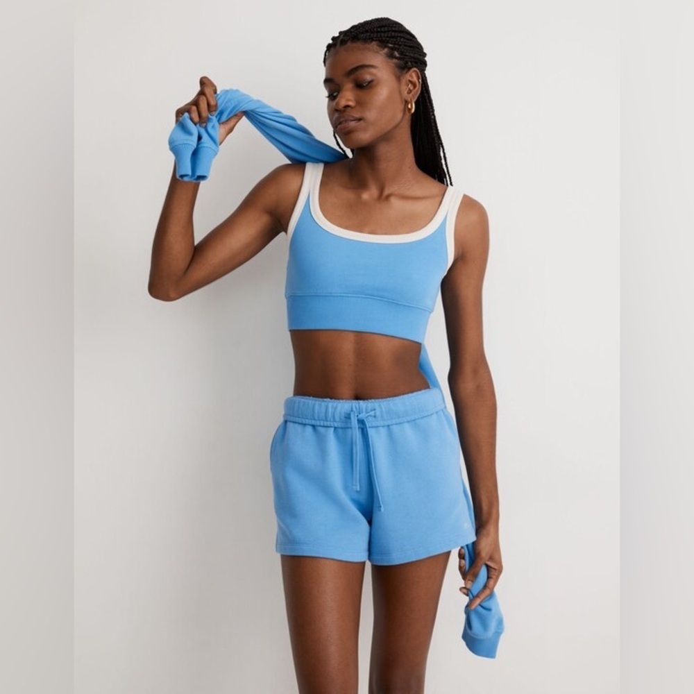 Madewell Terry Ribbed Bralette in Oasis Blue